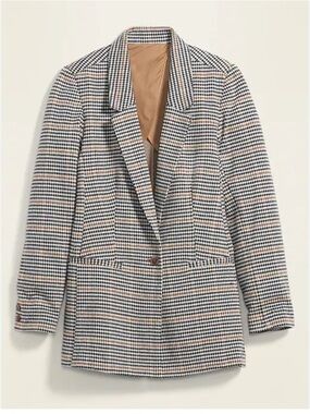 Old Navy Women’s Oversized Houndstooth Plaid Blazer Office Siren Sz L Tall